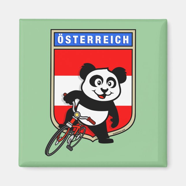 Aimant Panda cyclable en Autriche Cute (Devant)