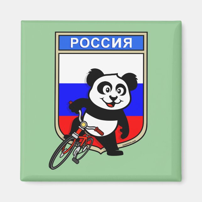 Aimant Panda cycliste Russie (Devant)