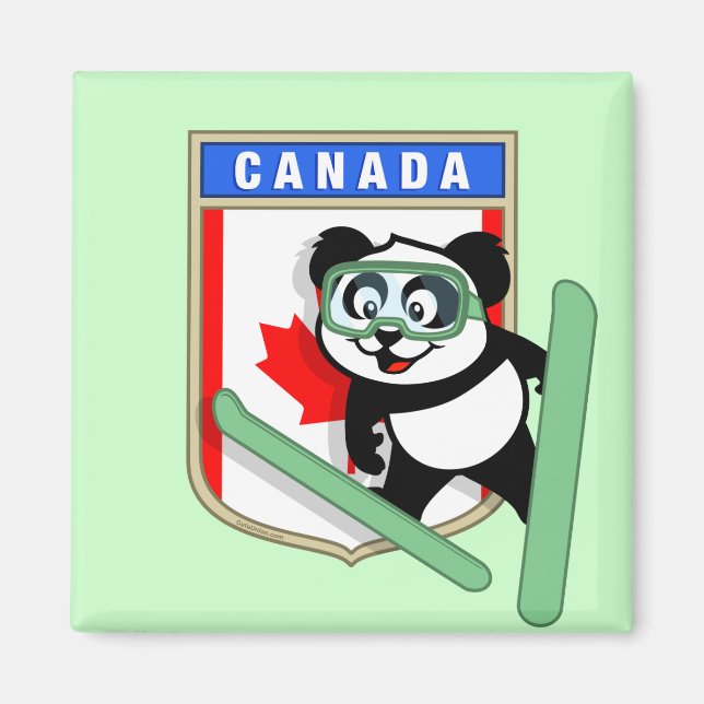 Aimant Panda de saut à ski du Canada (Devant)