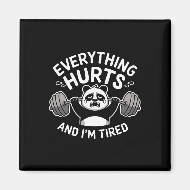 Aimant Panda d'entraînement Tout fait mal Tired Funny Gym (Devant)