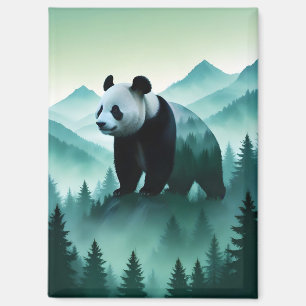 Aimant Panda Double exposition Animal Nature sauvage Art