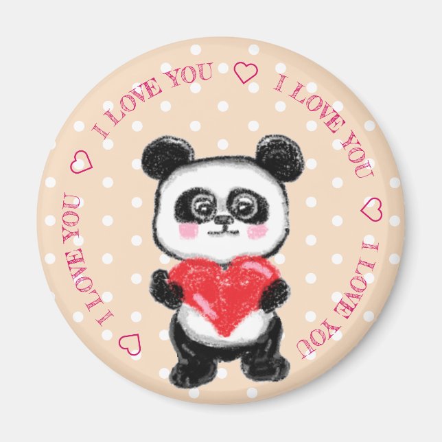 Aimant Panda et coeur (Devant)