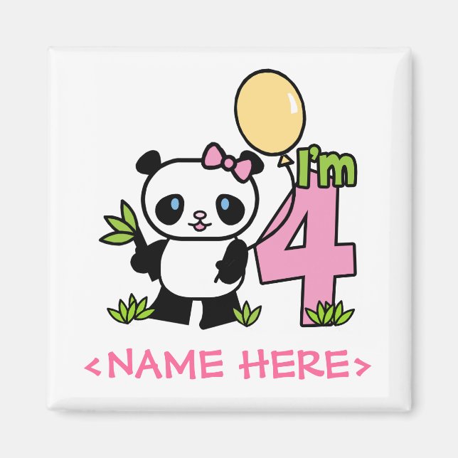 Aimant Panda Girl 4e anniversaire (Devant)