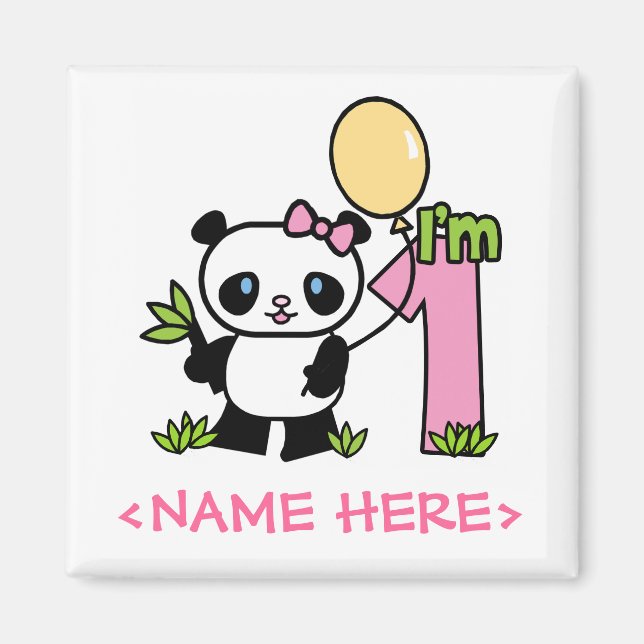 Aimant Panda Girl premier anniversaire (Devant)