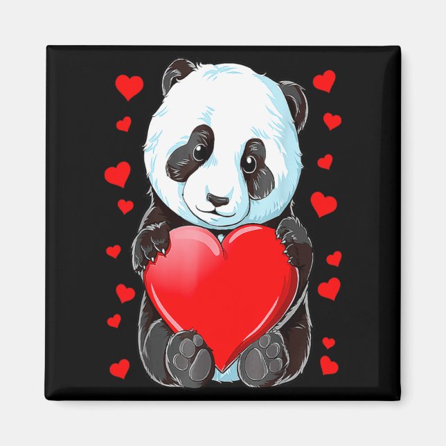 Aimant Panda Heart Saint-Valentin Filles Enfants Femmes O (Devant)