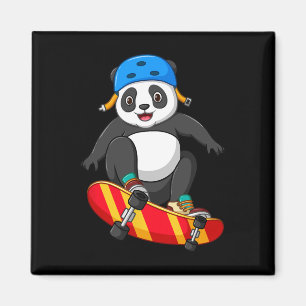 Aimant Panda heureux de skateboard planche à roulettes mi