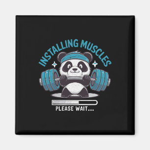 Aimant Panda Installation Muscles Veuillez Attendre Poids