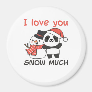 Aimant Panda Je T'Aime Neige Beaucoup Snowman Pun