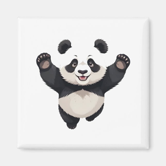 Aimant Panda Joyeux Jouage Amusant Sauter Dans La Forêt A (Devant)