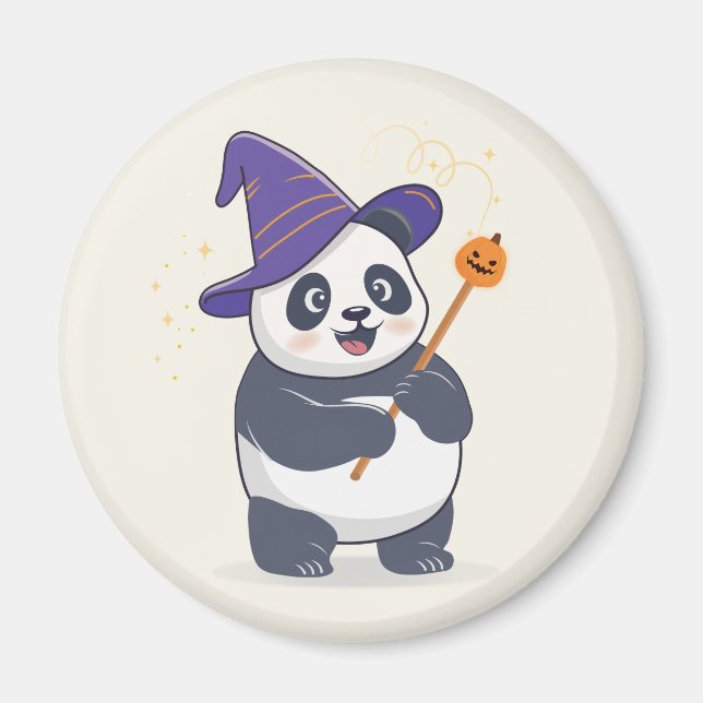 Aimant Panda Magicien Fantaisiste avec Chapeau Magique (Devant)