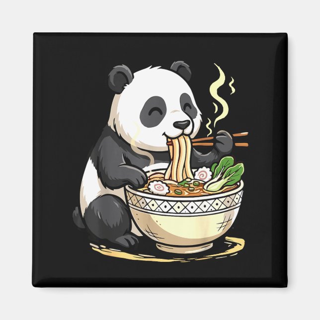 Aimant Panda mangeant des nouilles Ramen drôles  (Devant)