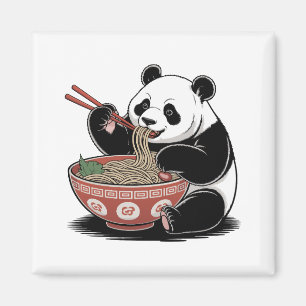 Aimant Panda manger Ramen japonais Retro Ukiyo-e Style