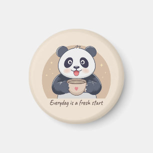 Aimant Panda Mignon avec Café
