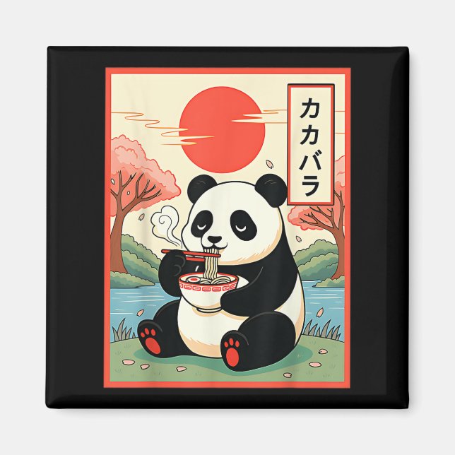 Aimant Panda Mignon Mangeant Des Nouilles Ramen Anime Jap (Devant)