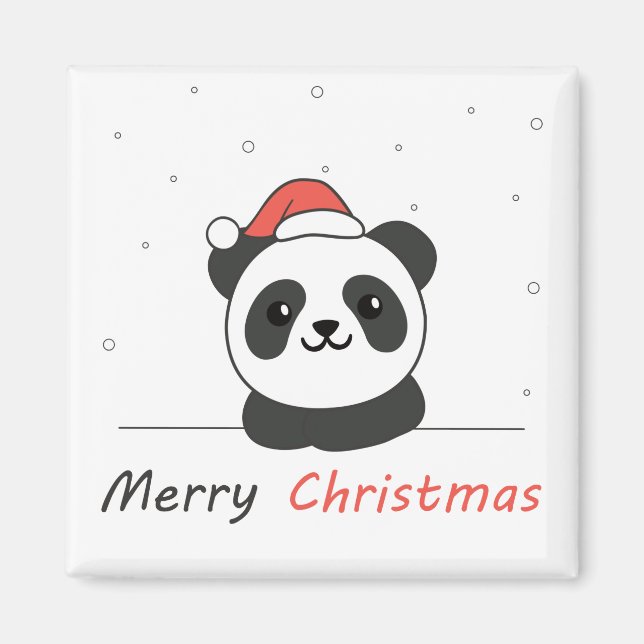 Aimant Panda Noël Neige Animaux d'hiver Pandas (Devant)