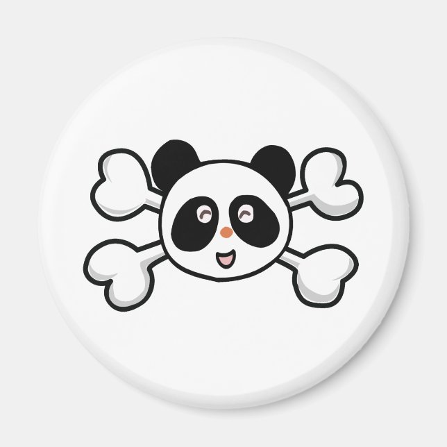 Aimant Panda ours Crâne et os croisés (Devant)