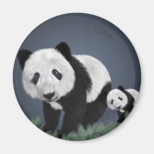 Aimant panda ours mignon animal câlin noir blanc doux (Devant)