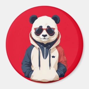 Aimant Panda Portant un Sweat - shirt à capuche drôle Coo