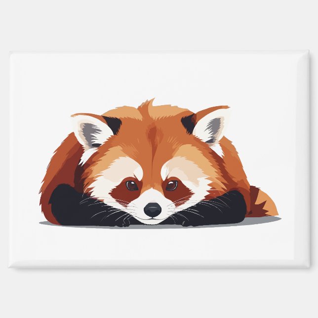Aimant Panda Rouge Adorable Mignonne Animal Dormir Relaxa (Recto)