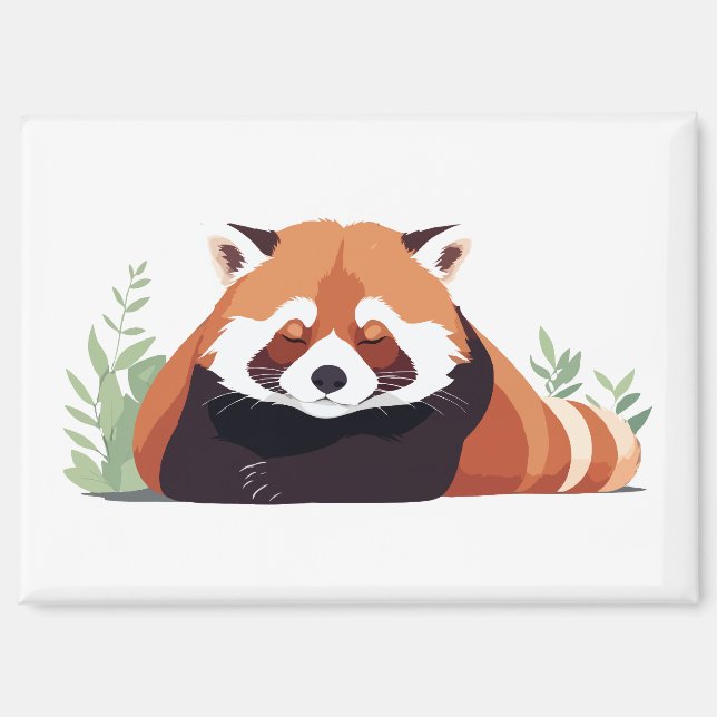 Aimant Panda Rouge Adorable Mignonne Animal Dormir Relaxa (Recto)