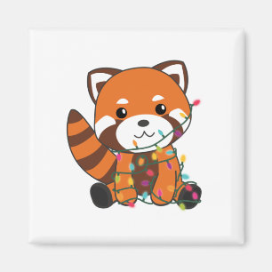 Aimant Panda Rouge Noël Neige Animaux d'hiver Pandas