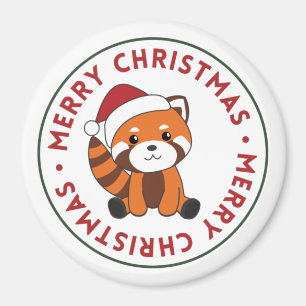 Aimant Panda Rouge Noël Neige Animaux d'hiver Pandas Mag