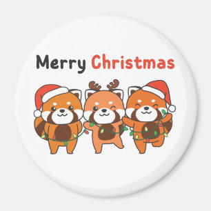 Aimant Panda rouge Noël Pandas rouges Joyeux Noël Mag