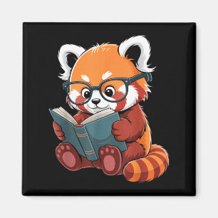 Aimant Panda roux lisant un livre lecteur animal mignon r