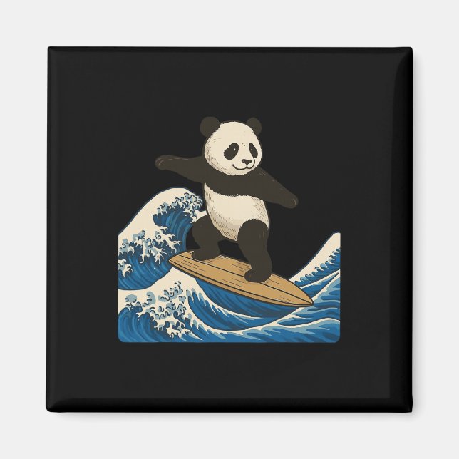 Aimant Panda Surfant Japonais _3  (Devant)