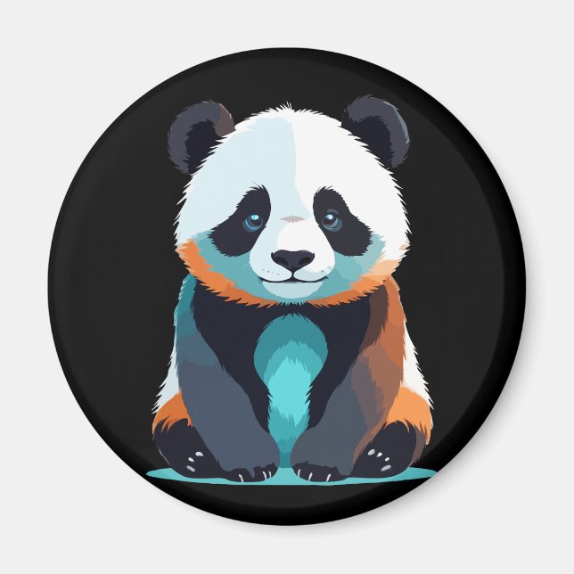 Aimant Panda Vector Art avec des couleurs vives (Devant)