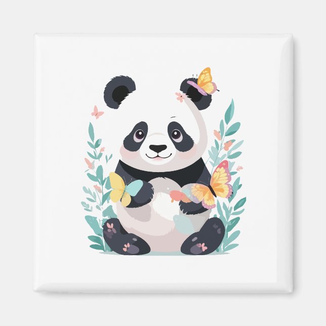 Aimant Panda Vector Peinture adorable Animaux amusants Jo (Devant)