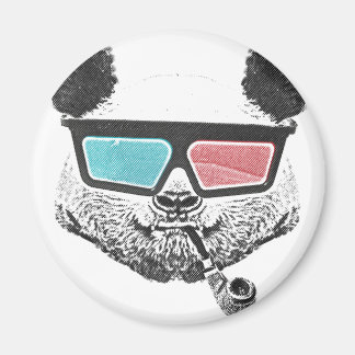 Aimant Panda vintage lunettes 3D