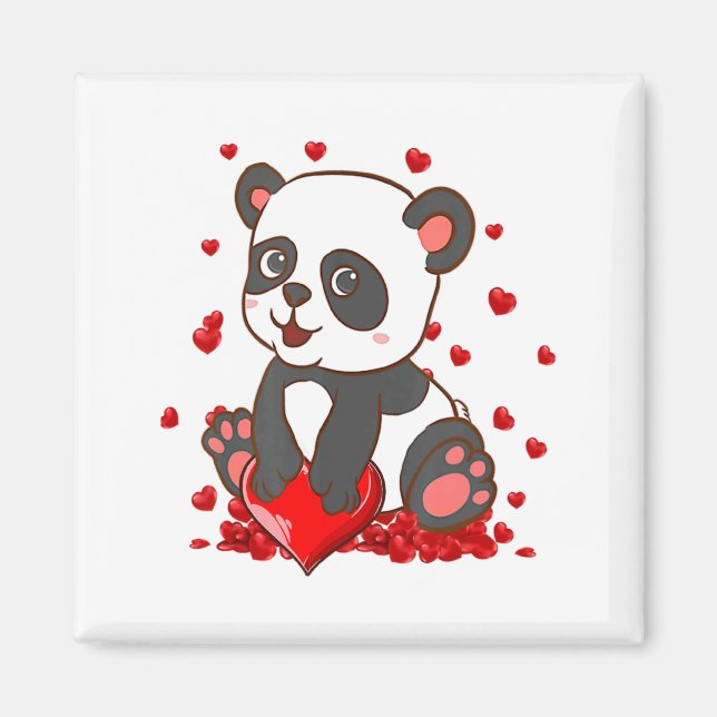 Aimant Panda With Hearts Valentines Day Women And Girls  (Devant)