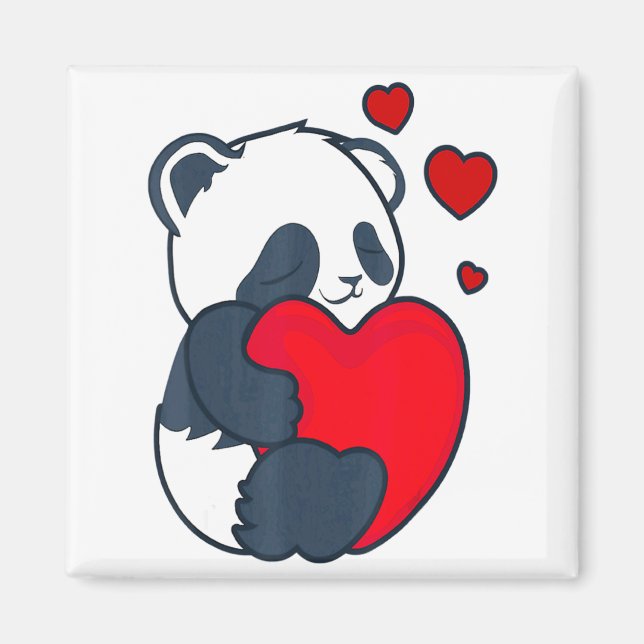 Aimant Panda Women Valentines Day Girlfriend Heart  (Devant)