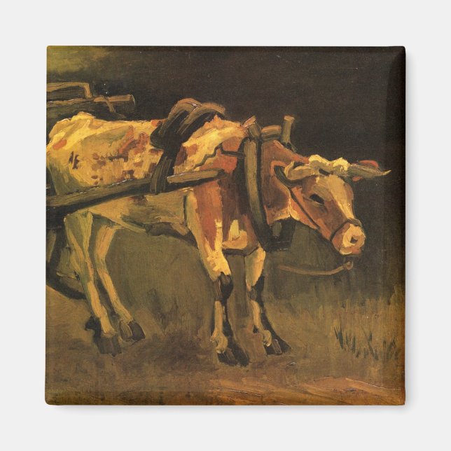Aimant Panier avec boeuf rouge et blanc (Vincent van Gogh (Devant)