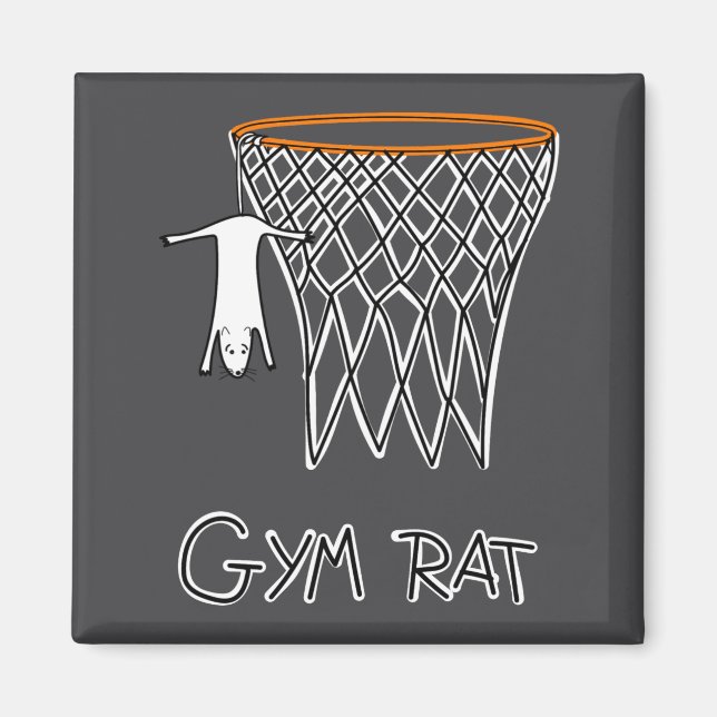 Aimant Panier de basketball drôle de rat de gym  (Devant)