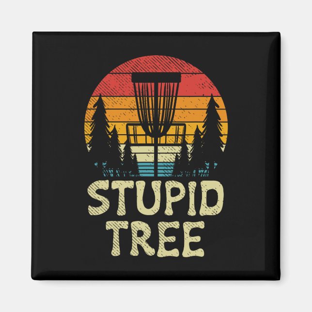Aimant Panier de golf à disque d'arbre stupide rétro golf (Devant)