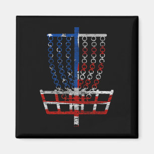Aimant Panier de golf à disque drapeau américain cool - D