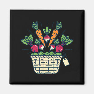 Aimant panier de légumes du marché des agriculteurs carot