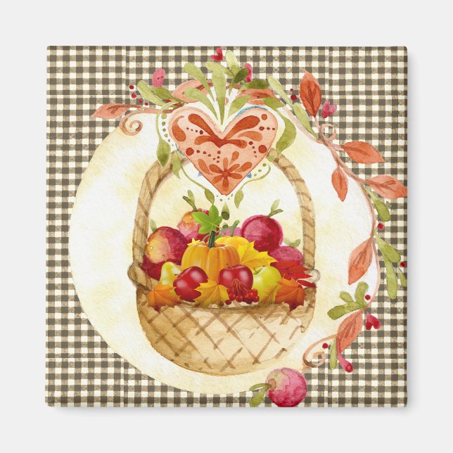 Aimant Panier de récolte de style ferme / Frigo à carreau (Devant)