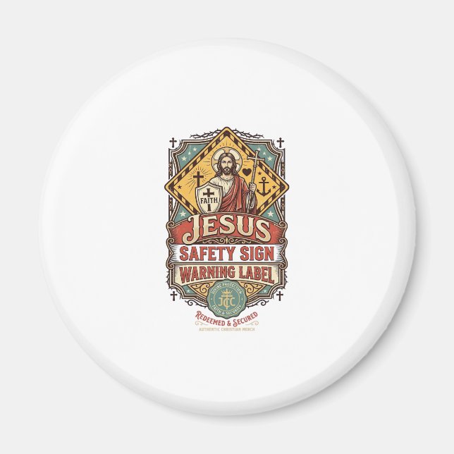 Aimant Panneau de sécurité Jésus Étiquette d'avertissemen (Devant)