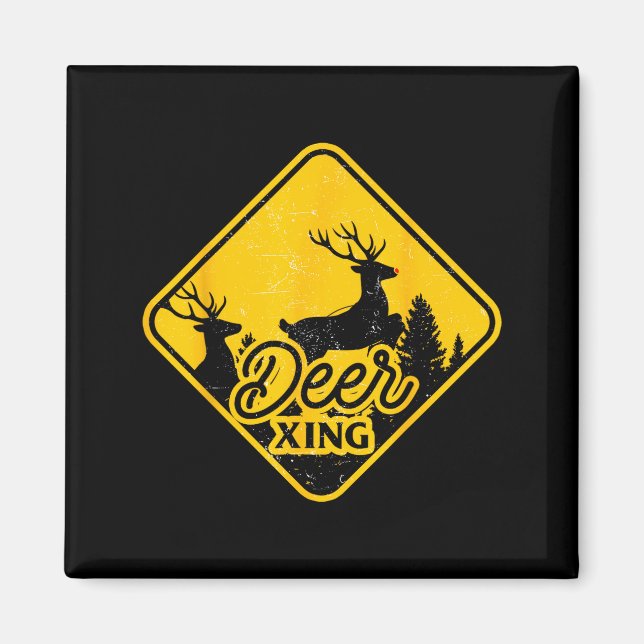 Aimant Panneau de signalisation de passage de cerfs Noël  (Devant)