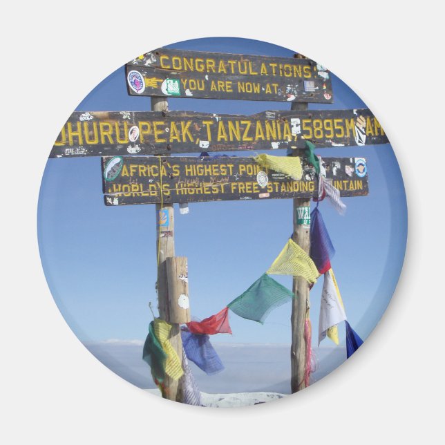 Aimant Panneau indicateur au sommet du Kilimanjaro kenya (Devant)