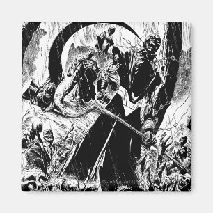 Aimant Panneau noir de corps de lanterne - noir et blanc