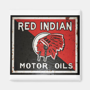 Aimant Panneau Red Indian Motor Oil rouillé vers.