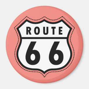 Aimant Panneau Route 66 corail rose