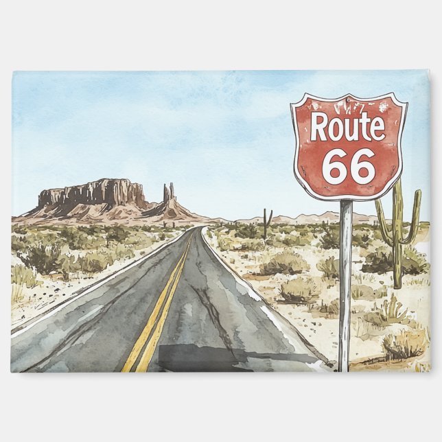 Aimant Panneau Route 66 Rouge (Recto)