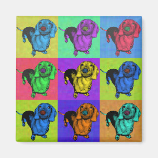 Aimant Panneaux Doxie Pop Art Dachsund Popart multicolore