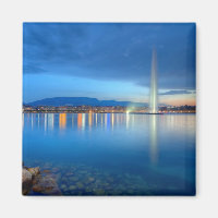Panorama de Genève avec fontaine célèbre, Suisse,