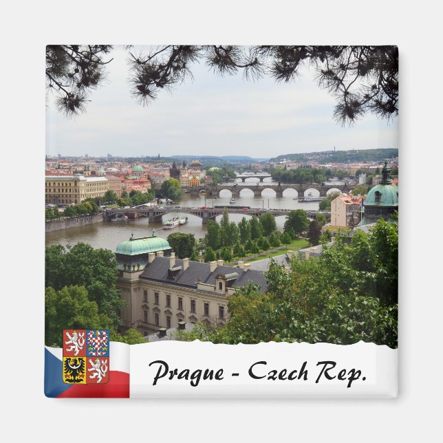Aimant Panorama de Prague, pont Charles, Historique (Devant)